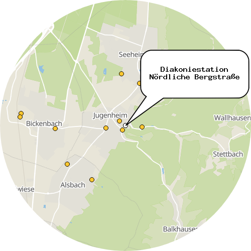 Kartenausschnitt für die Firma Diakoniestation Nördliche Bergstraße