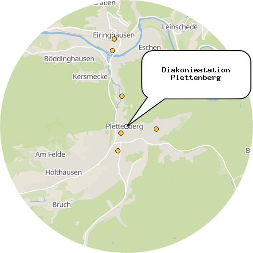 Kartenausschnitt für die Firma Diakoniestation Plettenberg
