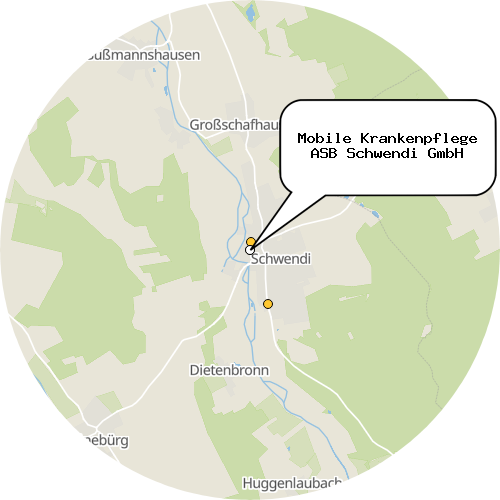 Kartenausschnitt für die Firma Mobile Krankenpflege ASB Schwendi GmbH