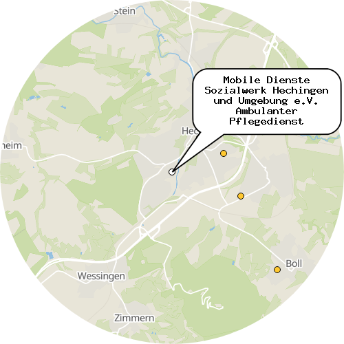 Kartenausschnitt für die Firma Mobile Dienste Sozialwerk Hechingen und Umgebung e.V. Ambulanter Pflegedienst