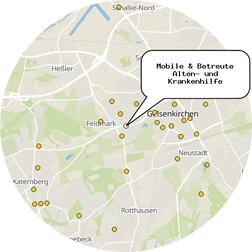 Kartenausschnitt für die Firma Mobile & Betreute Alten- und Krankenhilfe