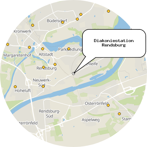 Kartenausschnitt für die Firma Diakoniestation Rendsburg