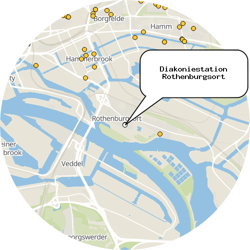 Kartenausschnitt für die Firma Diakoniestation Rothenburgsort