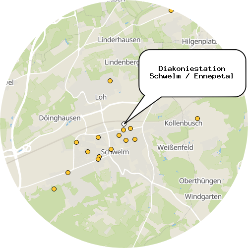 Kartenausschnitt für die Firma Diakoniestation Schwelm / Ennepetal