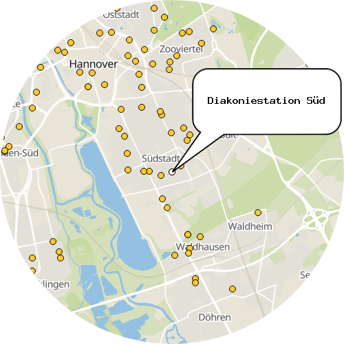 Kartenausschnitt für die Firma Diakoniestation Süd