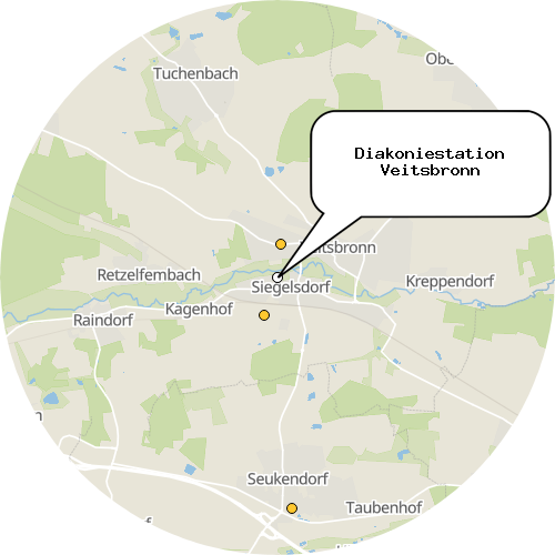 Kartenausschnitt für die Firma Diakoniestation Veitsbronn