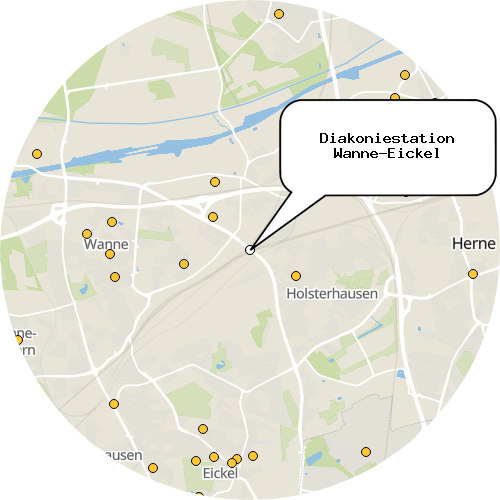 Kartenausschnitt für die Firma Diakoniestation Wanne-Eickel