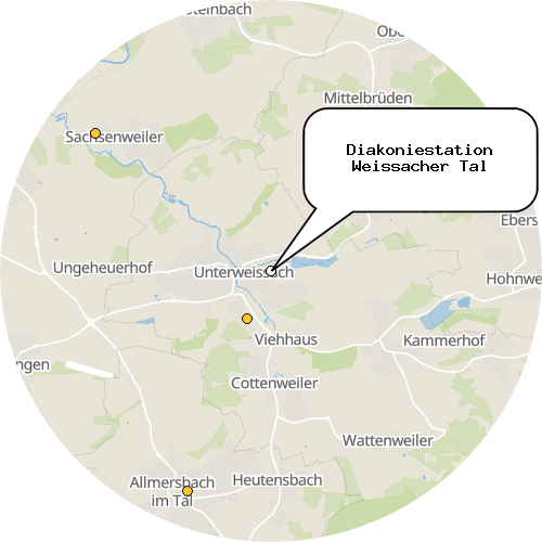 Kartenausschnitt für die Firma Diakoniestation Weissacher Tal