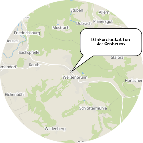 Kartenausschnitt für die Firma Diakoniestation Weißenbrunn