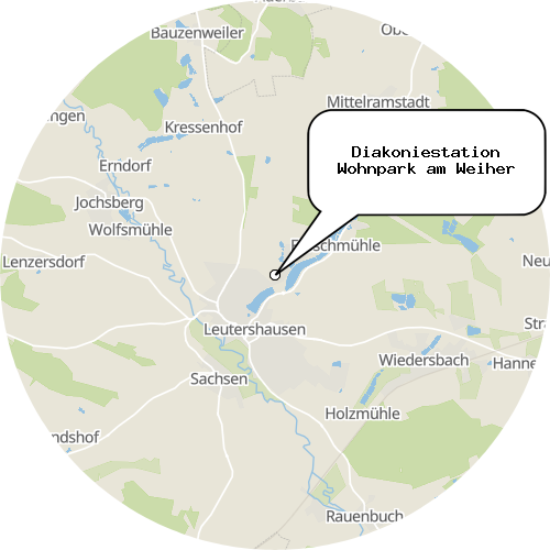 Kartenausschnitt für die Firma Diakoniestation Wohnpark am Weiher