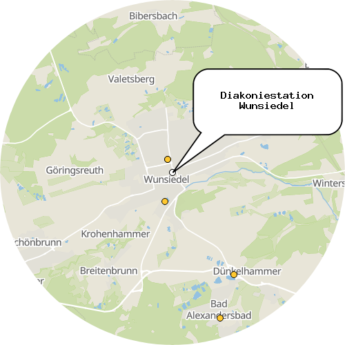 Kartenausschnitt für die Firma Diakoniestation Wunsiedel