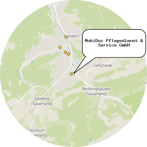 Kartenausschnitt für die Firma MobiDoc Pflegedienst & Service GmbH