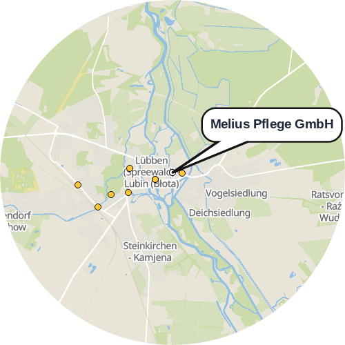 Kartenausschnitt für die Firma Melius Pflege GmbH