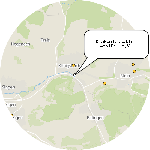 Kartenausschnitt für die Firma Diakoniestation mobiDik e.V.
