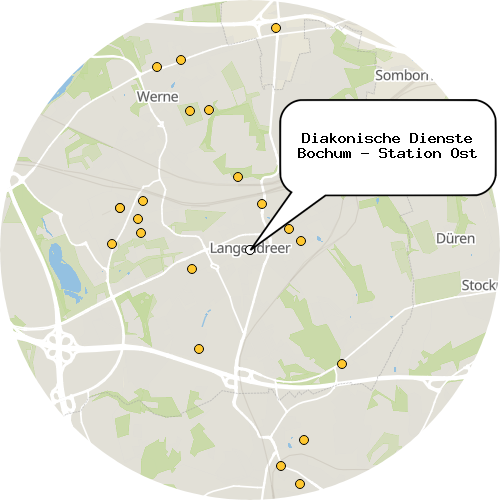 Kartenausschnitt für die Firma Diakonische Dienste Bochum - Station Ost