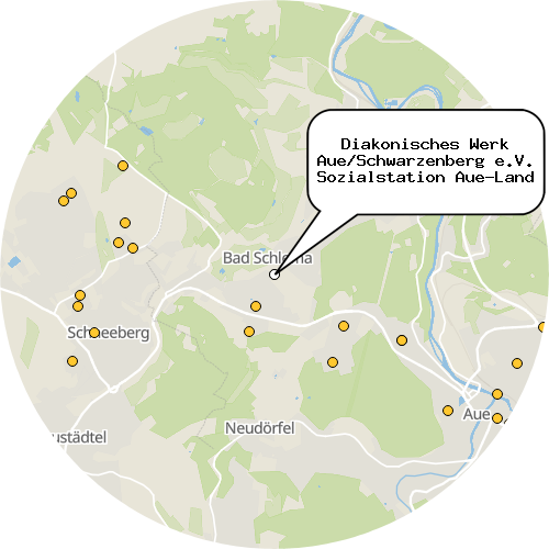 Kartenausschnitt für die Firma Diakonisches Werk Aue/Schwarzenberg e.V. Sozialstation Aue-Land