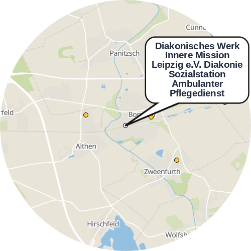 Kartenausschnitt für die Firma Diakonisches Werk Innere Mission Leipzig e.V. Diakonie Sozialstation Ambulanter Pflegedienst
