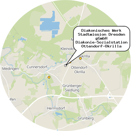 Kartenausschnitt für die Firma Diakonisches Werk Stadtmission Dresden gGmbH Diakonie-Sozialstation Ottendorf-Okrilla