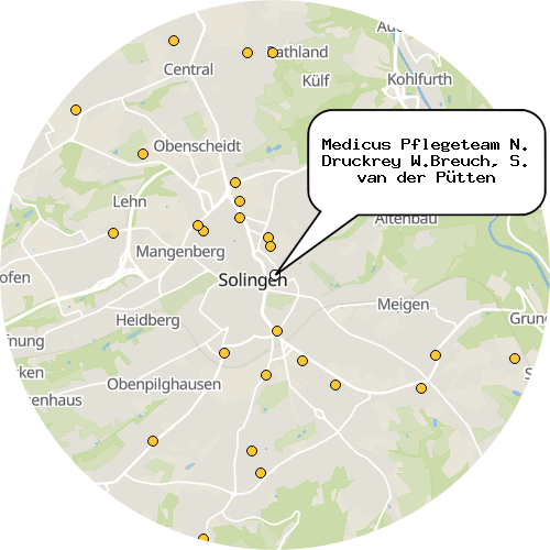 Kartenausschnitt für die Firma Medicus Pflegeteam N. Druckrey W.Breuch, S. van der Pütten