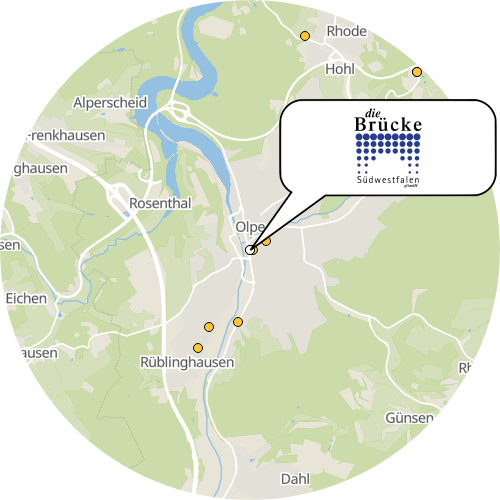 Kartenausschnitt für die Firma Die Brücke Südwestfalen gGmbH