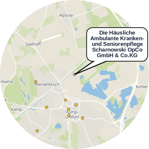 Kartenausschnitt für die Firma Die Häusliche Ambulante Kranken- und Seniorenpflege Scharnowski OpCo GmbH & Co.KG