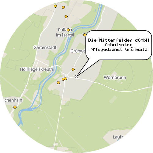 Kartenausschnitt für die Firma Die Mitterfelder gGmbH Ambulanter Pflegedienst Grünwald