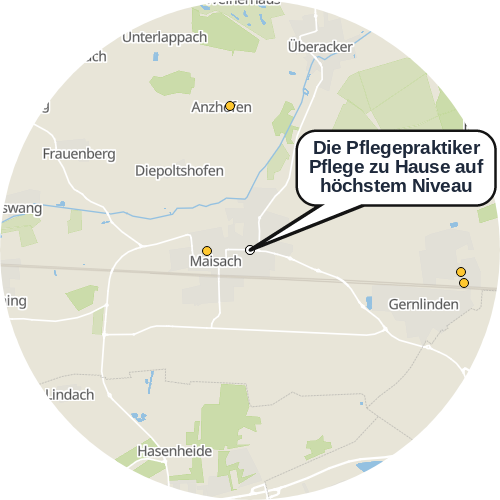Kartenausschnitt für die Firma Die Pflegepraktiker Pflege zu Hause auf höchstem Niveau