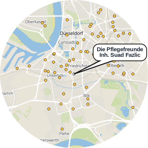 Kartenausschnitt für die Firma Die Pflegefreunde Inh. Suad Fazlic