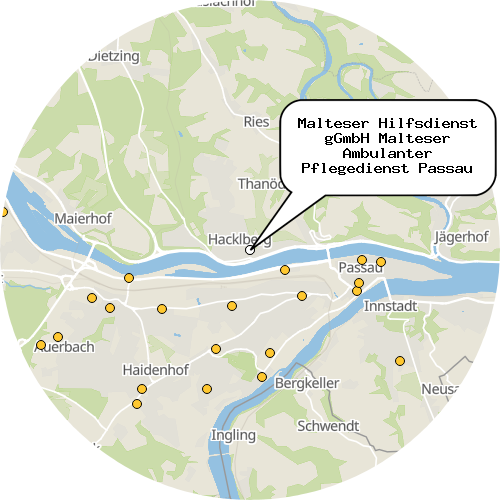 Kartenausschnitt für die Firma Malteser Hilfsdienst gGmbH Malteser Ambulanter Pflegedienst Passau