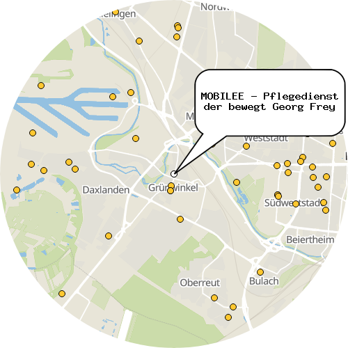 Kartenausschnitt für die Firma MOBILEE - Pflegedienst der bewegt Georg Frey
