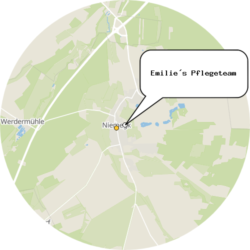 Kartenausschnitt für die Firma Emilie´s Pflegeteam