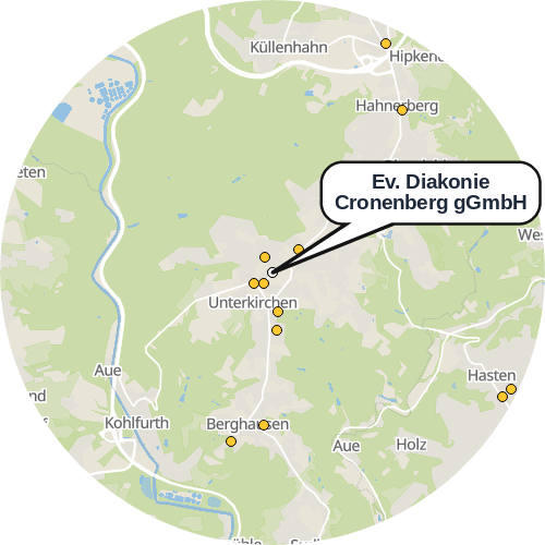 Kartenausschnitt für die Firma Ev. Diakonie Cronenberg gGmbH
