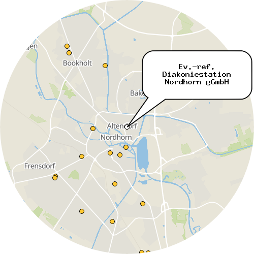 Kartenausschnitt für die Firma Ev.-ref. Diakoniestation Nordhorn gGmbH