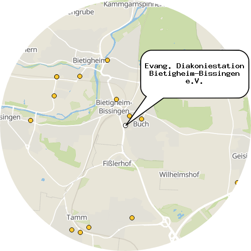 Kartenausschnitt für die Firma Evang. Diakoniestation Bietigheim-Bissingen e.V.