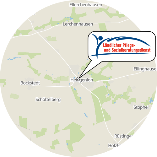 Kartenausschnitt für die Firma Ländlicher Pflege- und Sozialberatungsdienst Heiligenloh GmbH