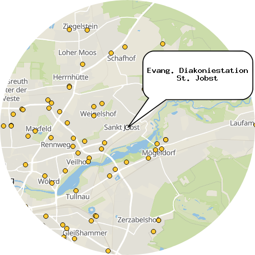 Kartenausschnitt für die Firma Evang. Diakoniestation St. Jobst