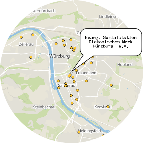 Kartenausschnitt für die Firma Evang. Sozialstation Diakonisches Werk Würzburg  e.V.