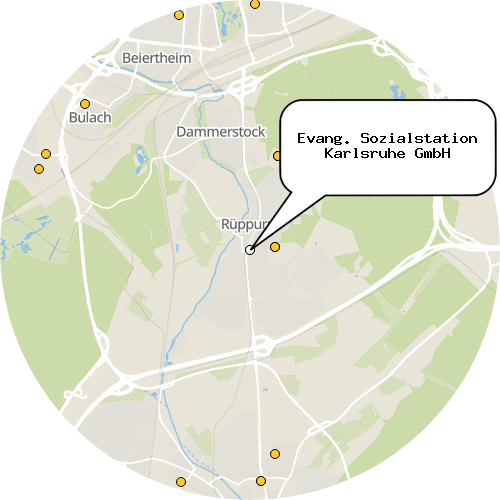 Kartenausschnitt für die Firma Evang. Sozialstation Karlsruhe GmbH