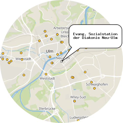Kartenausschnitt für die Firma Evang. Sozialstation der Diakonie Neu-Ulm