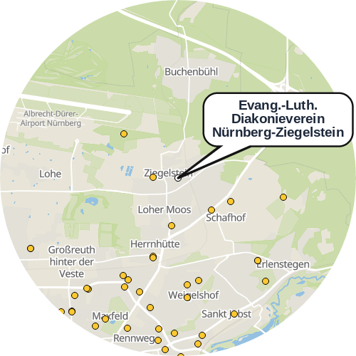 Kartenausschnitt für die Firma Evang.-Luth. Diakonieverein Nürnberg-Ziegelstein