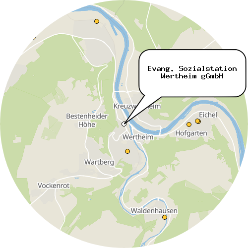 Kartenausschnitt für die Firma Evang. Sozialstation Wertheim gGmbH
