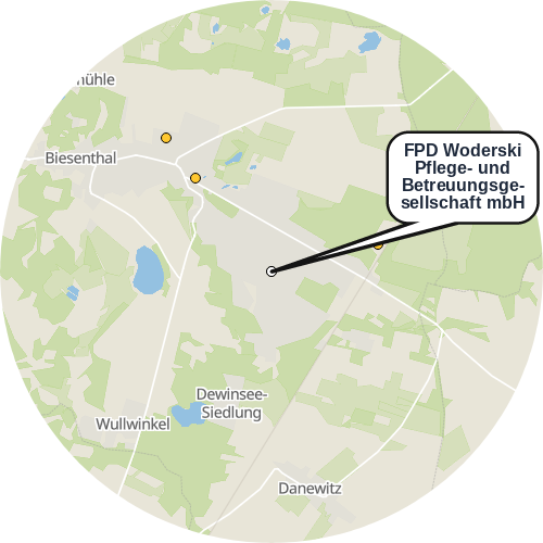 Kartenausschnitt für die Firma FPD Woderski Pflege- und Betreuungsgesellschaft mbH