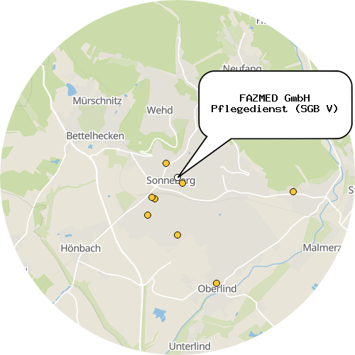 Kartenausschnitt für die Firma FAZMED GmbH Pflegedienst (SGB V)