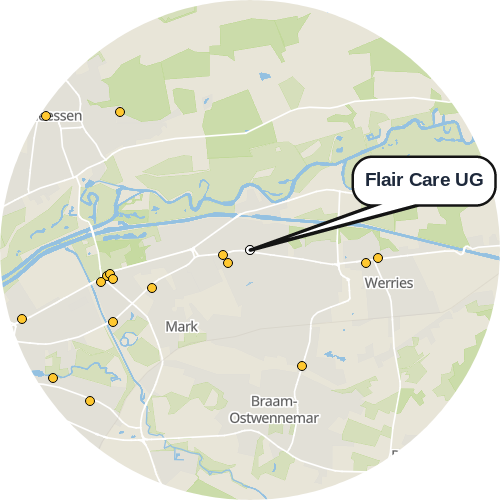 Kartenausschnitt für die Firma Flair Care UG