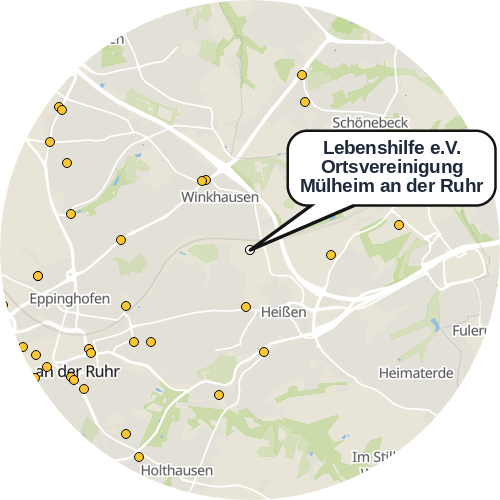 Kartenausschnitt für die Firma Lebenshilfe e.V. Ortsvereinigung Mülheim an der Ruhr
