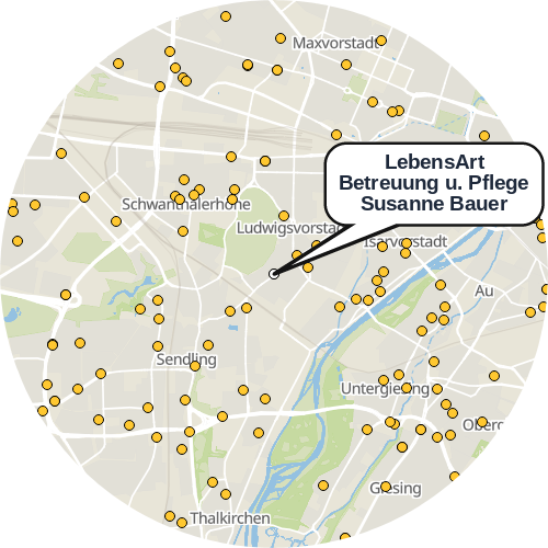 Kartenausschnitt für die Firma LebensArt Betreuung u. Pflege Susanne Bauer