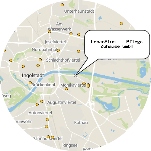 Kartenausschnitt für die Firma LebenPlus -  Pflege Zuhause GmbH