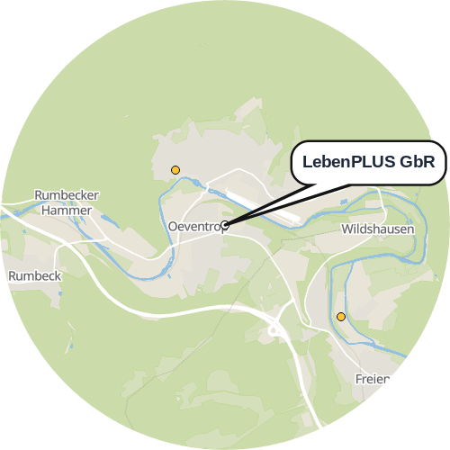 Kartenausschnitt für die Firma LebenPLUS GbR