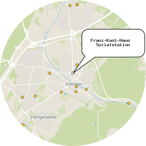 Kartenausschnitt für die Firma Franz-Kast-Haus   Sozialstation