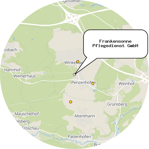 Kartenausschnitt für die Firma Frankensonne Pflegedienst GmbH